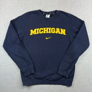 Nike Michigan Wolverines Center Swoosh Crewneck Sweatshirt Men S Navy College